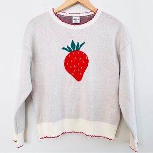 [Nikka K] Strawberry Plush Double-Knit Scallop Trim Crewneck Sweater